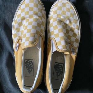 Yellow Checkerboard Slip On Vans